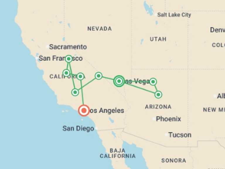 Map of a Sightseeing Tour with 5 destination visits for the trip: West Park from Las Vegas