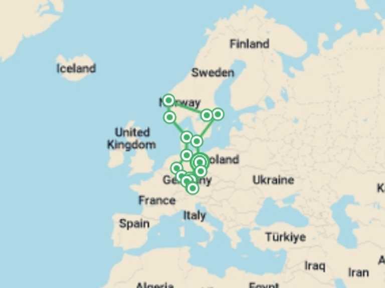 Map itinerary of Berlin Tour in Spring with 13 destination visits for the trip: Northern Ring