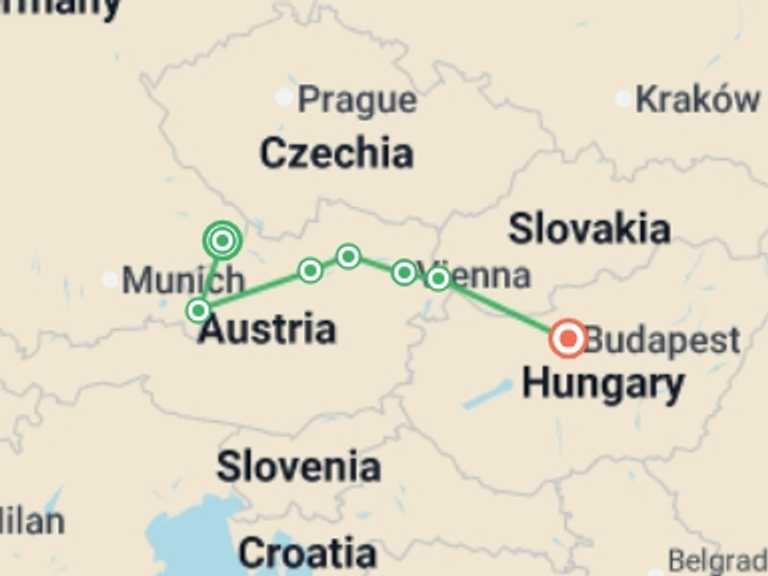 Map of Europe Tour with 7 destination visits for the trip: Enchanting Christmas & New Year's (2027)