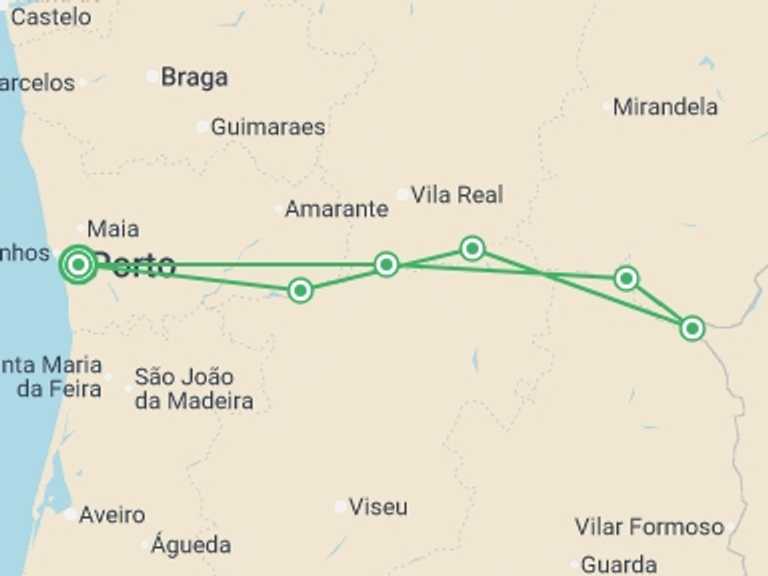 Map itinerary of Europe Tour in July 2026 with 8 destination visits for the trip: Magical Douro Cruise