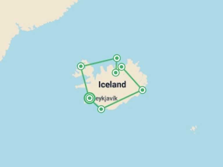 Map of Europe Tour with 7 destination visits for the trip: Highlights of Iceland (Ocean Victory)