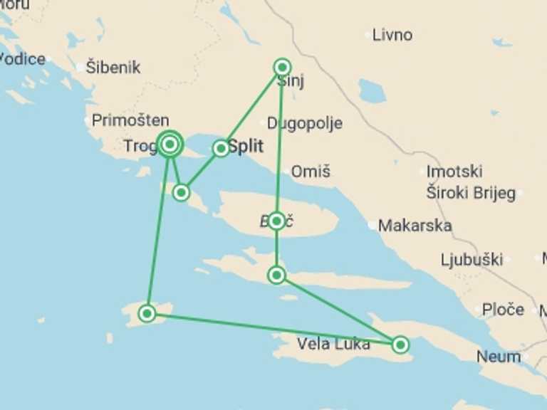 Map itinerary of Europe Tour in Summer with 6 destination visits for the trip: Croatia Family Adventure