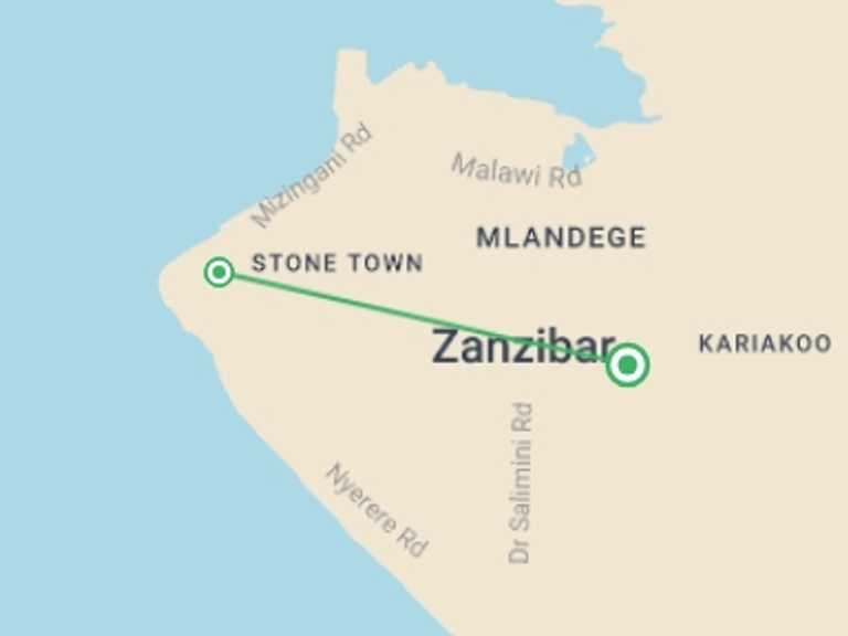 Map of Africa Beach Tour with 2 destination visits for the trip: Simply Zanzibar - 5 days