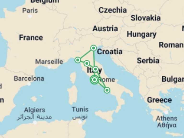 Map of Venice Adventure Tour with 6 destination visits for the trip: Delve Deep: Italy