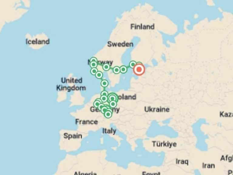 Map of Tallinn Walking Tour with 14 destination visits for the trip: North of Europe