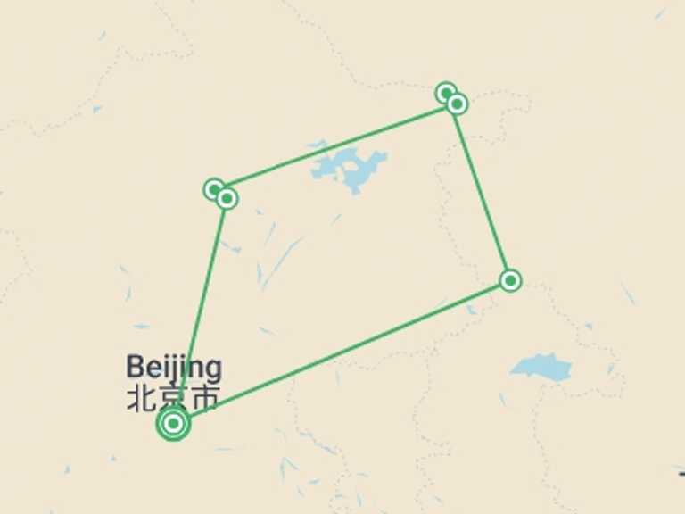 Map itinerary of China Tour in July 2027 with 6 destination visits for the trip: Hiking More on the Great Wall of China