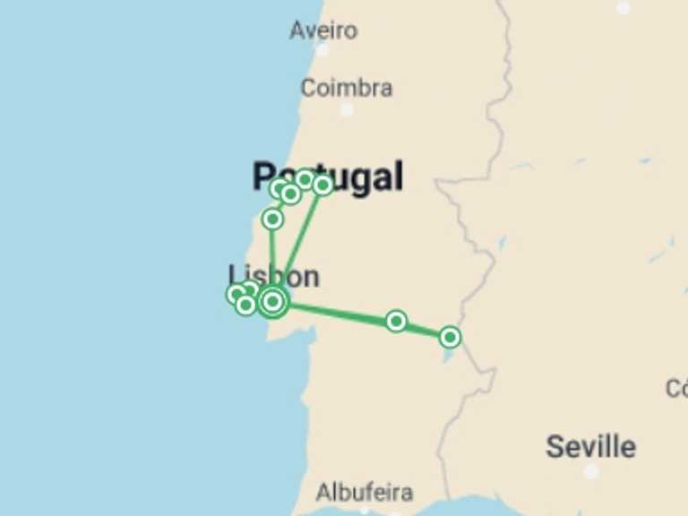 Map of Lisbon Tour with 1 destination visits for the trip: Wonders Of Portugal