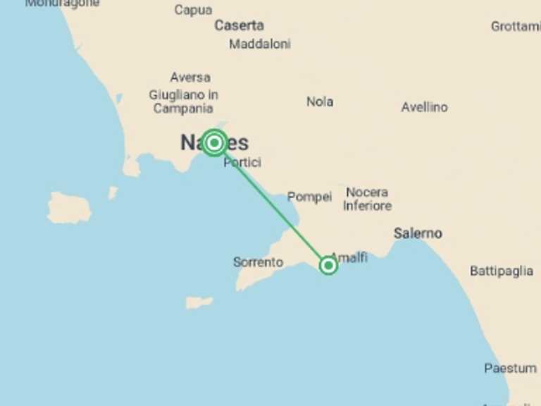 Map of Mediterranean Tour with 3 destination visits for the trip: Local Living Italy—Amalfi Coast