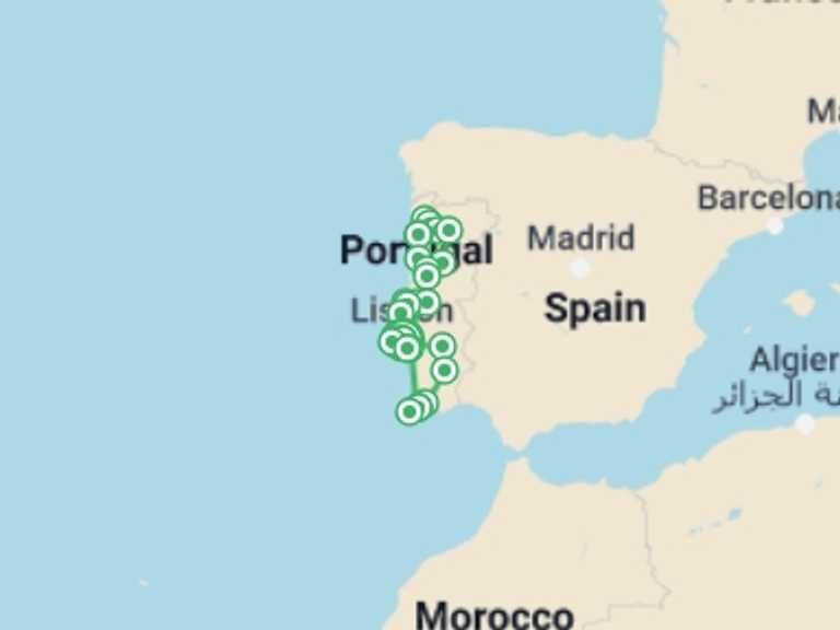 Map of Lisbon Cultural, religious and historic sites Tour with 6 destination visits for the trip: Best of Portugal