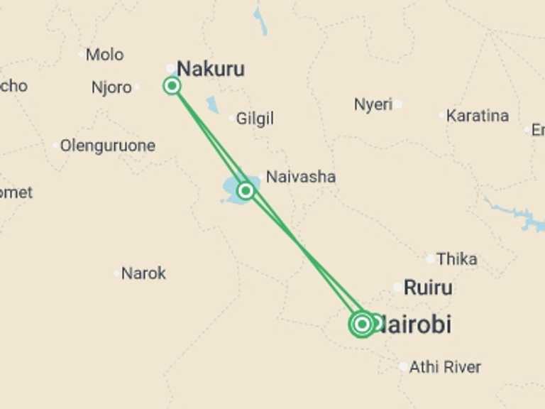 Map of Africa Tour with 4 destination visits for the trip: Kenya Family Safari