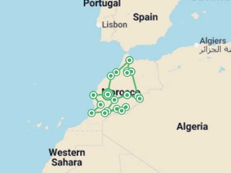 Map of Africa Tour with 13 destination visits for the trip: Grand Tour of Morocco