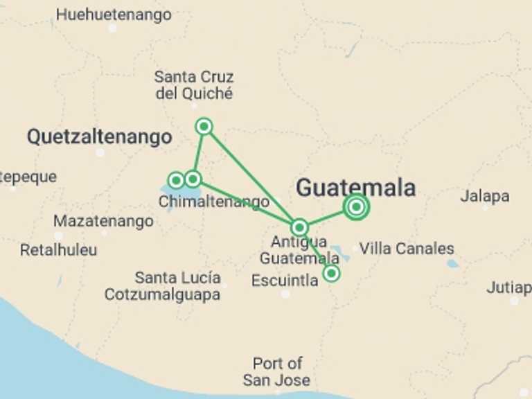 Map itinerary of Panajachel Tour in November 2026 with 3 destination visits for the trip: Gorgeous Guatemala