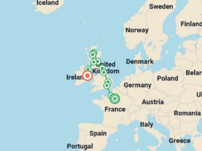 Map itinerary of Mediterranean Tour in Fall with 7 destination visits for the trip: A Life en Rose