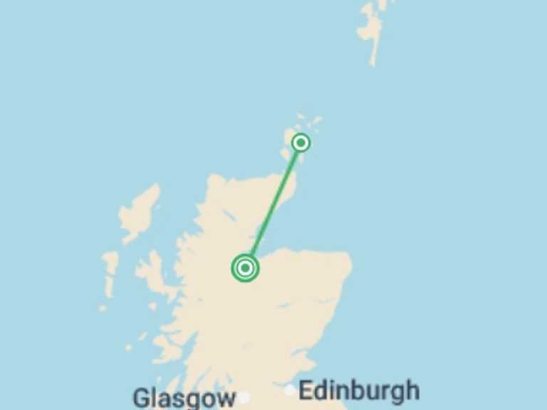 Map of Inverness Explorer Tour with 2 destination visits for the trip: Orkney Express (Hotel) - 3 days
