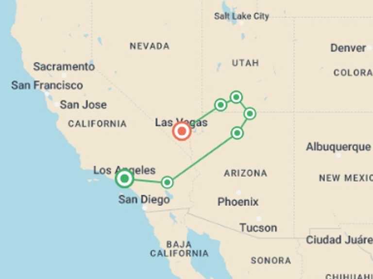Map of a Road Tour with 7 destination visits for the trip: USA Road Trip — Joshua Tree & the Southwest Parks