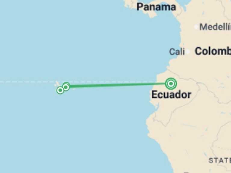 Map itinerary of Quito Tour in October 2025 with 4 destination visits for the trip: Best of the Galapagos