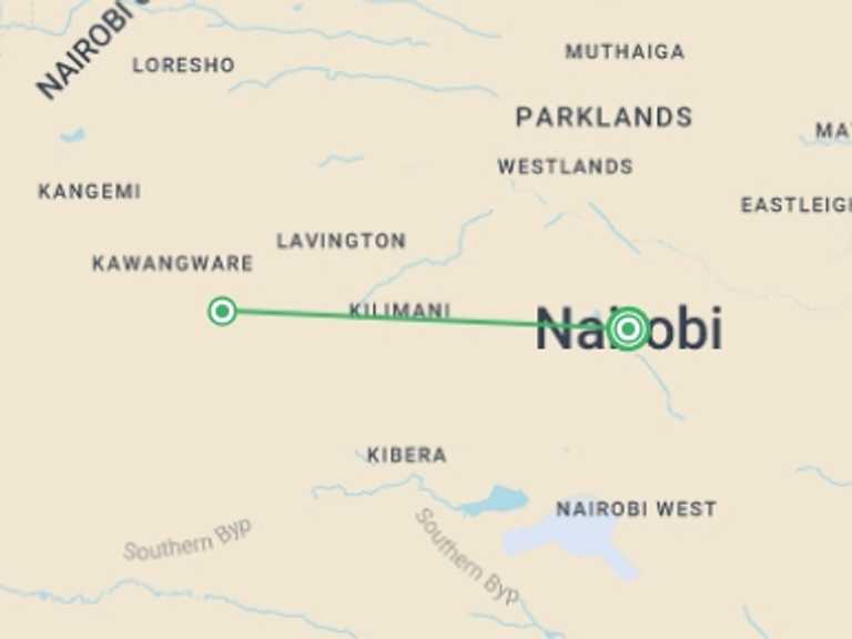 Map of Africa Tour with 3 destination visits for the trip: 2-Day Amboseli National Park Safari