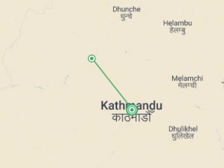 Map itinerary of Nepal Tour in Winter with 3 destination visits for the trip: Rock & Raft Nepal