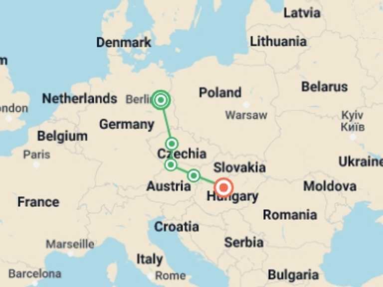Map of Vienna Cultural, religious and historic sites Tour with 5 destination visits for the trip: Journeys: Explore Central Europe
