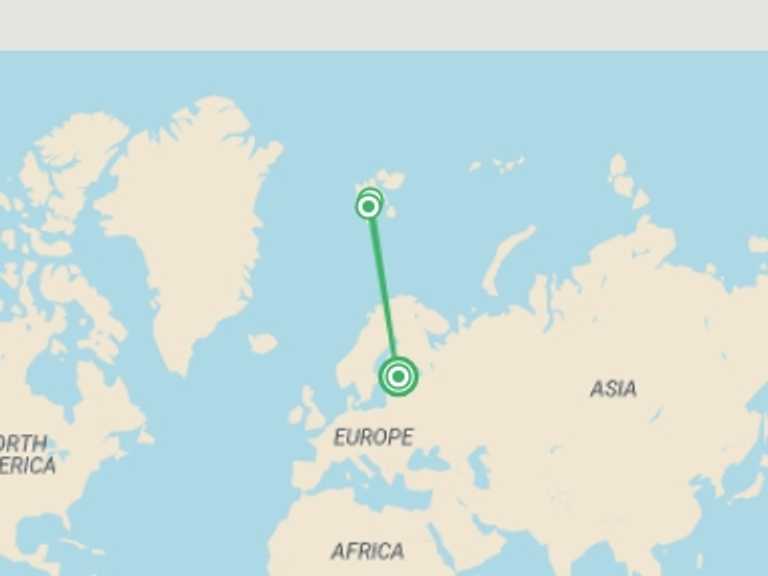 Map of Europe Tour with 3 destination visits for the trip: Svalbard in Summer: Tundra, Whales and Wildlife