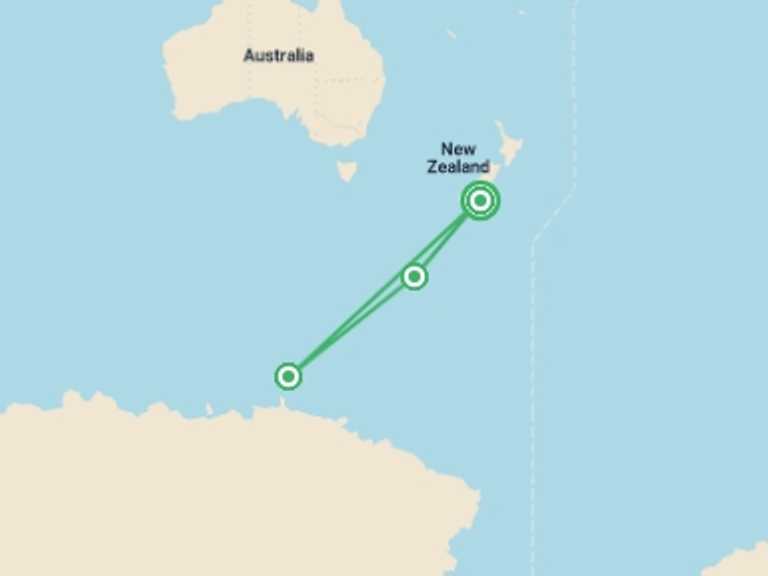 Map of New Zealand Tour with 3 destination visits for the trip: Ross Sea Odyssey - M/V Greg Mortimer