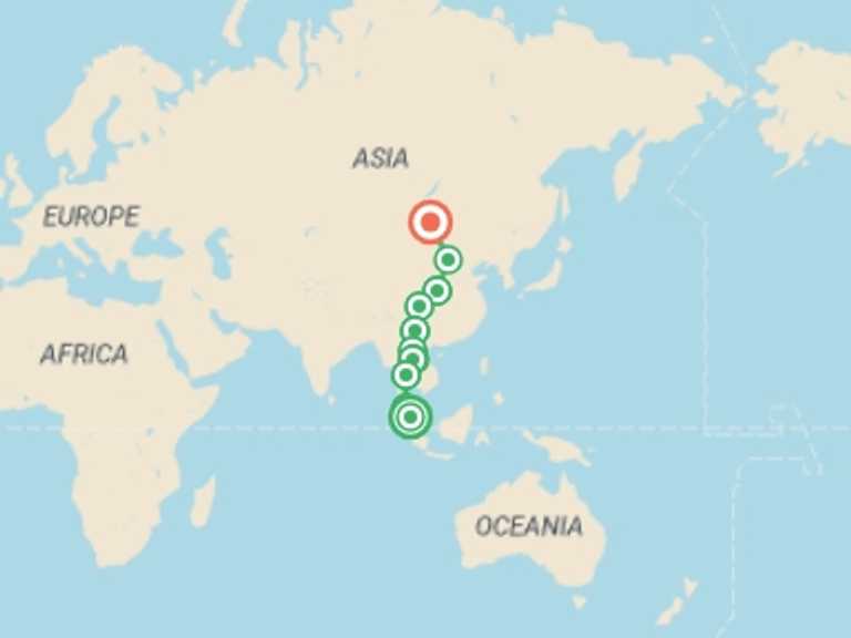 Map itinerary of Kunming Tour in April 2026 with 12 destination visits for the trip: Trans Mongolian Railway Adventure 