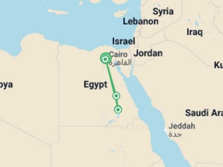 Map of Luxor Cruise Tour with 4 destination visits for the trip: King Tutankhamun with Cruise - 10 days