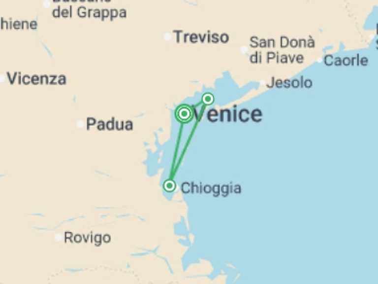 Map of 8-Day Venice Tour with 3 destination visits for the trip: Venice & the Jewels of Veneto (2026)