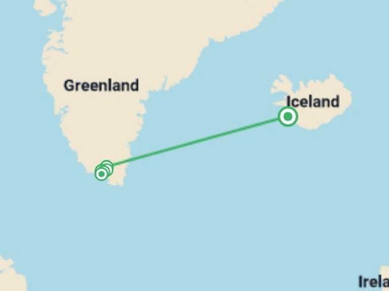 Map of a Adventure and sport Tour with 3 destination visits for the trip: South Greenland Uncovered - 6 days