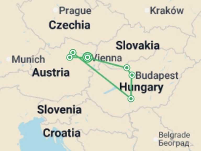 Map itinerary of Europe Tour in Fall with 5 destination visits for the trip: The beautiful blue Danube (port-to-port cruise)