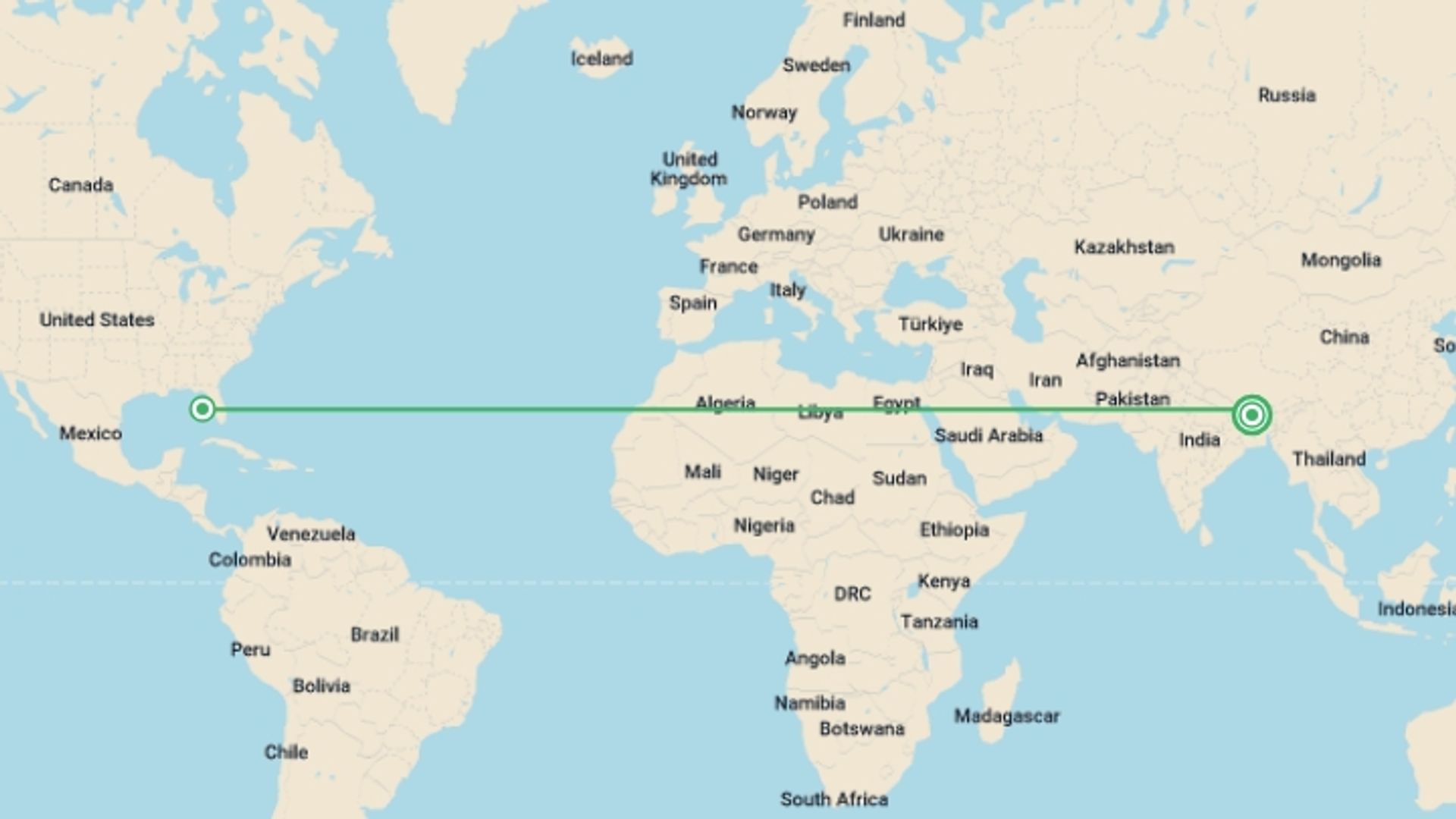 A map showing the tour itinerary for the trip: Tranquil Trails of the North East, starting in Bagdgora Airport, India and ending in Bagdgora Airport, India going through 4 other destinations.
