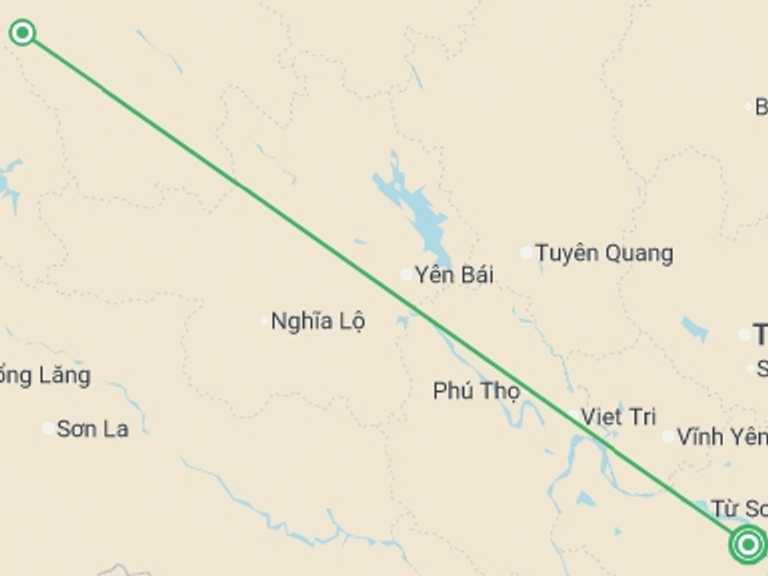 Map itinerary of Hanoi Tour in September 2026 with 2 destination visits for the trip: Sapa Trekking 5D/4N