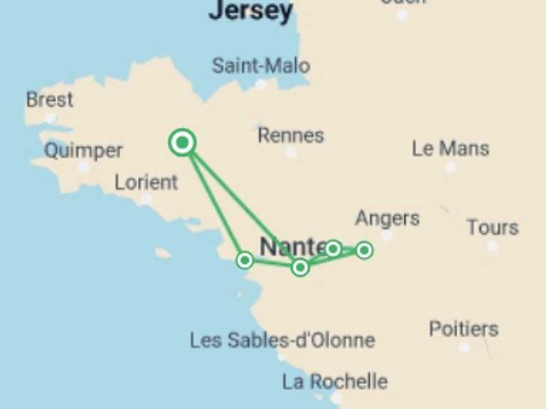 Map of Mediterranean Explorer Tour with 6 destination visits for the trip: Royal New Year cruise on the Loire (port-to-port cruise)