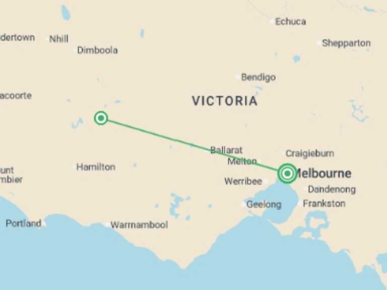 Map of Oceania Tour with 2 destination visits for the trip: Walk the Grampians Peaks Trail