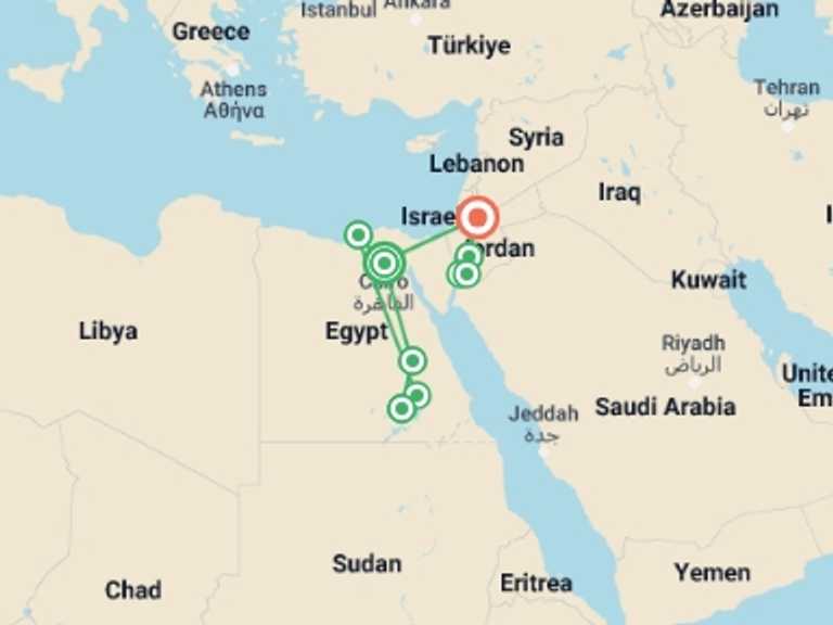 Map of Luxor Art and architecture Tour with 9 destination visits for the trip: Explore Egypt & Jordan