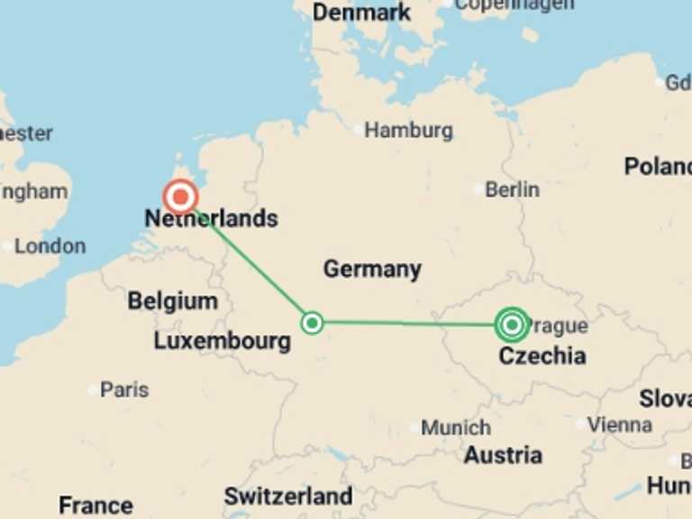 Map itinerary of Europe Tour in Fall with 3 destination visits for the trip: Beloved Europe GO