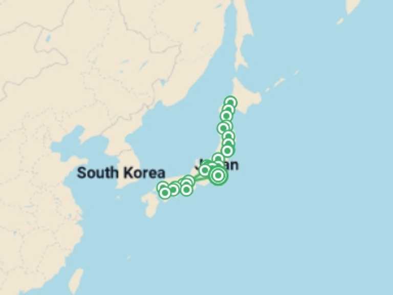 Map of Asia Tour with 13 destination visits for the trip: Japanese Scenes