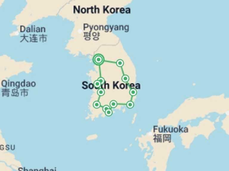 Map of Seoul Explorer Tour with 5 destination visits for the trip: South Korea Golden Route 8D/7N