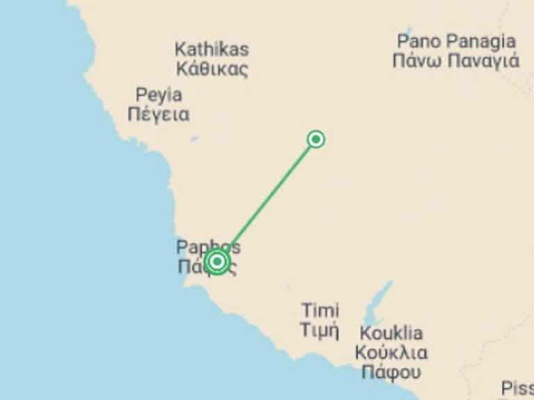 Map itinerary of Cyprus Tour in September 2025 with 1 destination visits for the trip: Active Cyprus