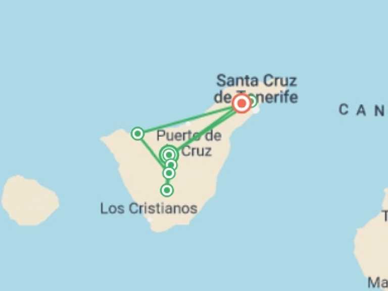 Map of a Trekking and Hiking Tour with 8 destination visits for the trip: Hiking in Tenerife