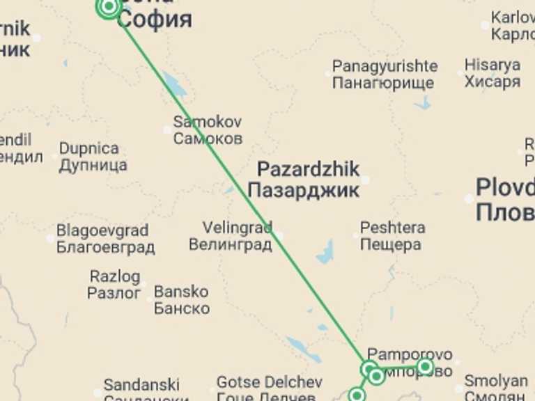 Map of Europe Wildlife Tour with 2 destination visits for the trip: Hike Bulgaria's Rodopi Mountains