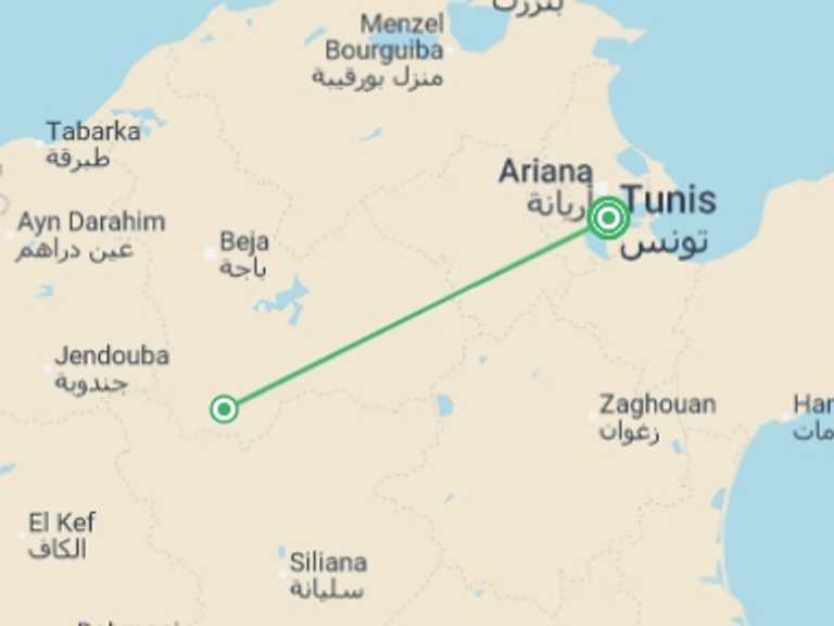 Map of Africa Tour with 3 destination visits for the trip: North Tunisia Explorer