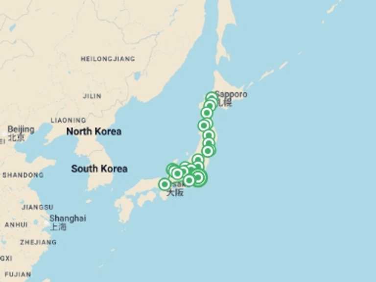 Map itinerary of Asia Tour in Spring with 13 destination visits for the trip: Journey to the Heart of Japan