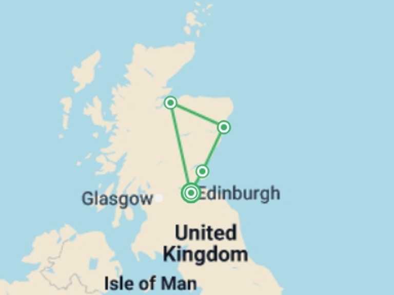 Map of Scotland Tour with 3 destination visits for the trip: Scottish Castles Uncovered - 4 days