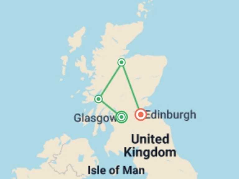 Map of a Adventure Tour with 4 destination visits for the trip: Scenic Scotland, a Women-Only Tour