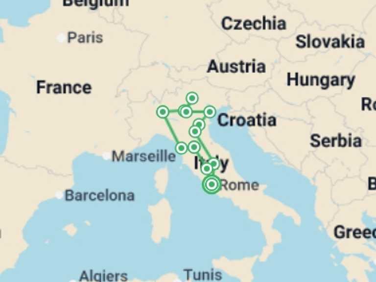 Map itinerary of Milan Tour in December 2025 with 6 destination visits for the trip: Italy in Low Season