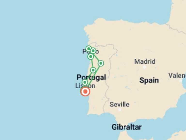 Map of Porto Walking Tour with 9 destination visits for the trip: Best of the Portuguese Camino