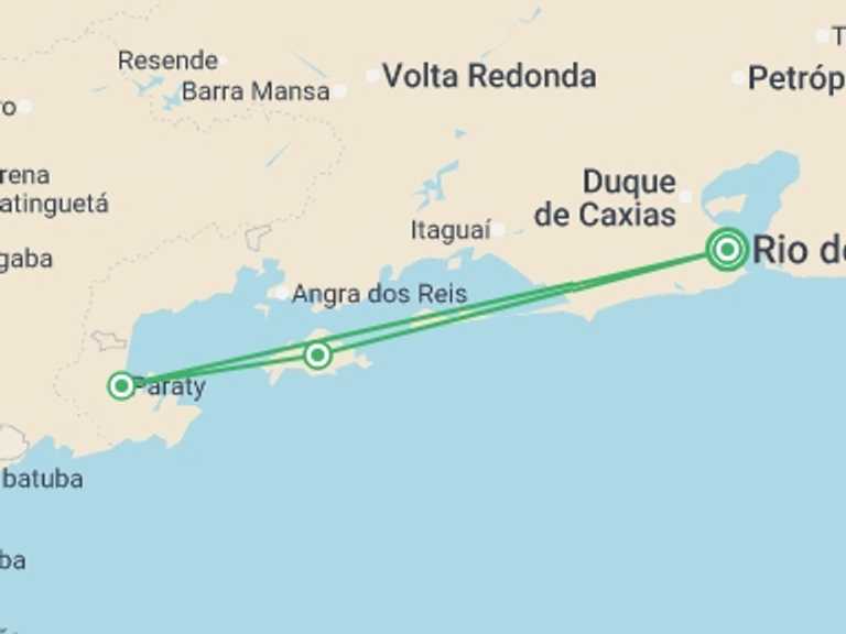 Map of a City sightseeing Tour with 3 destination visits for the trip: Best of Brazil