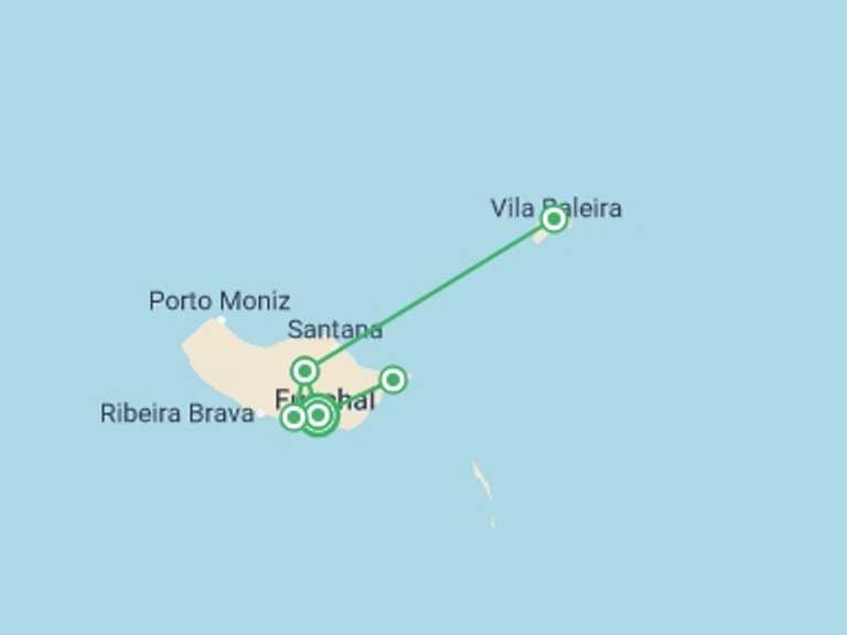 Map of Portugal Tour with 5 destination visits for the trip: Madeira Discovery - Premium Adventure