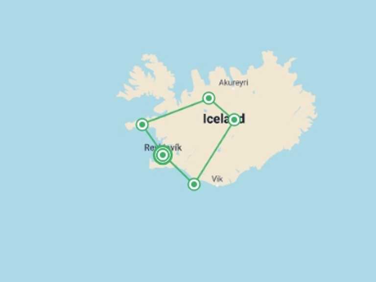 Map of Reykjavik Polar expeditions and cruise Tour with 6 destination visits for the trip: Iceland Circumnavigation (Ultramarine)